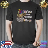 Autumn Leaves Pumpkins Please Fall Leopard Thanksgiving Tye Die Flower T-Shirt