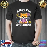 Back To School Space Planets Dog Ready For 4th Grade T-Shirt