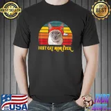 Best Cat Mom Ever Meow With My Cat Ribbon Red Vintage Sunset T-Shirt