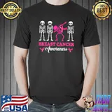 Breast Cancer Awareness Dabbing Skeleton With Pink Ribbon Halloween T-Shirt