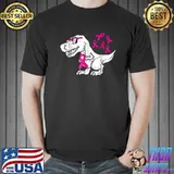 Breast Cancer Awareness T-Rex Holding Ribbon Pink T-Shirt
