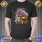 Bring It On Community College School Meowdy Cowboy Cat Riding Bus Retro T-Shirt