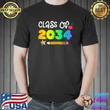 Class of 2034 Pencil And Apple Back To School T-Shirt