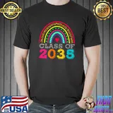 Class Of 2035 Grow With Me First Day of School Graduation Rainbow Leopard T-Shirt