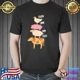 Cluck oink baa moo animal farm farmer cow pig and chicken shirt