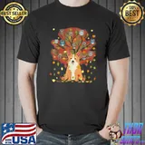 Corgi Owl Coffee Lover Autumn Leaves Fall Thanksgiving T-Shirt
