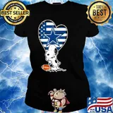 Dallas Cowboys Snoopy Football Sports Shirts Women Ladies tee