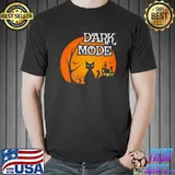 Dark Mode Black Cat Moon Spooky Scene Halloween T-Shirt