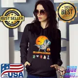 Dinosaur Grandma Saurus Halloween With Grandkids MimiSaurus Bats Moon T-Shirt Hoodie