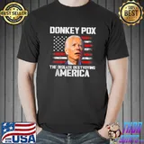 Donkey Pox The Disease Destroying America Joe Biden Vintage Usa Flag T-Shirt