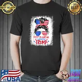 Don't Blame Me I Voted For Trump Messy Bun US Flag Glasses T-Shirt
