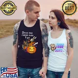 Down The Rabbit Hole I Go Pumpkin Alice White Rabbit Flowers Halloween T-Shirt Tank Top