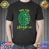 End The Stigma Brain Mental Health Matters Depression Awareness Month 2022 T-Shirt