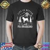 Fila Brasileiro Life Better Mom Dad Dog Mountain Sunset T-Shirt