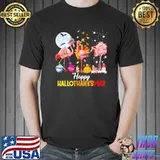Funny thanksgiving flamingo happy hallothanksmas funny halloween thanksgiving shirt