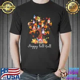 Funny thanksgiving happy fall y'all gnomes pumpkin autumn tree thanksgiving shirt