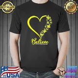Gold butterfly believe childhood cancer awareness heart love classic shirt