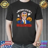 Halloween Funny Happy 4th Of July Anti Joe Biden T-Shirt
