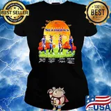 Halloween Seattle Seahawks signatures Abbey Road s Ladies tee