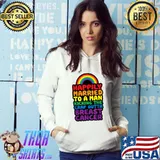 Happily Married to Man Kicking The Crap Outta Breast Cancer Rainbow Colors T-Shirt Hoodie