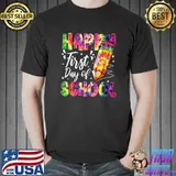 Happy First Day Of School Teacher Students Tie Dye Pencil T-Shirt