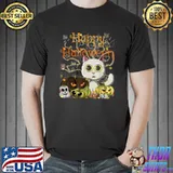 Happy Halloween Kawaii Cats Pumpkin Monsters Jack O Lantern T-Shirt
