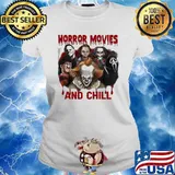 Horror movies and chill pennywise ghostface chucky s Ladies tee