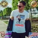 I Crash Bikes And Economies Anti Joe Biden American Flag T-Shirt Unisex
