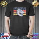 I Dig Dinosaurs T-Rex Fossils Paleontology Vintage Lines T-Shirt