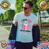I Wear Pink For My Auntie Breast Cancer Awareness Ghost And Flowers Halloween T-Shirt