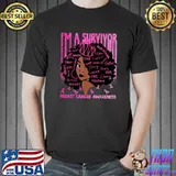 I'm A Survivor Breast Cancer Awareness Messy Bun Black Women T-Shirt