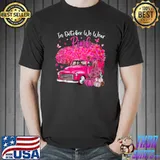 In October We Wear Pink Breast Cancer Awareness Pumpkin Truck Tree Pink T-Shirt