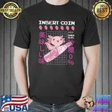Insert Coin Kawaii Axolotl Riding Soda Aesthetic Japanese Anime T-Shirt