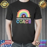 Instructional Coach Crew Rainbow Hearts Matching Back To School Group T-Shirt