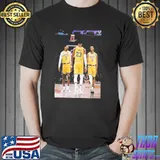 Lebron james with bronny and bryce in los angeles Lakers sport shirt