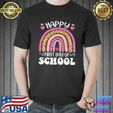 Leopard rainbow happy first day of school teachers students classic shirt