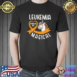 Leukemia Warriors Are Magical Cancer Awareness Unicorn Support Orange Ribbon T-Shirt