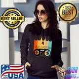 Level 4 Unlocked Video Gamer 4th Birthday Vintage T-Shirt Hoodie