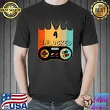 Level 4 Unlocked Video Gamer 4th Birthday Vintage T-Shirt