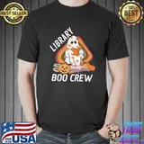 Library Boo Crew School Librarian Halloween Library Book Pumpkin Vintage T-Shirt