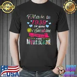 Made In 1939 84 Years Sunshine Mixed With A Hittle Hurricane Flowers 84th Birthday Girl Queen T-Shirt