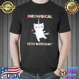 Meowgical 12th Birthday Kitty Unicorn 12 Year Old Cat Lover T-Shirt