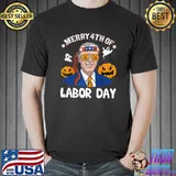 Merry 4th Of Labor Day Joe Biden Pumpkin Ghost 4th of July Halloween T-Shirt