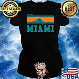 Miami Sports Team Est.1966 Athletic Novelty Dolphin- Limited Edition Perfect T-Shirt Ladies tee