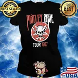 Motley Crue Tour 1987 Skull Vintage Shirt Ladies tee