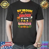 My Broom Broke So Now I'm A Manager Halloween Ghost Pumpkins T-Shirt