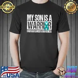 My Son Is Warrior Ovarian Cancer Awareness Ribbon T-Shirt