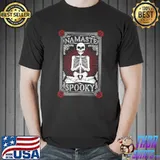 Namaste Spooky Yoga Skeleton Halloween Macabre Tarot Card T-Shirt