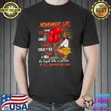 November Girl Sweet As Candy Birthday All Depend On You For Black Women Balloon Hearts Red T-Shirt