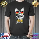Oktoberfest Prost Purrost Cat Sunglasses Flag German Beer T-Shirt